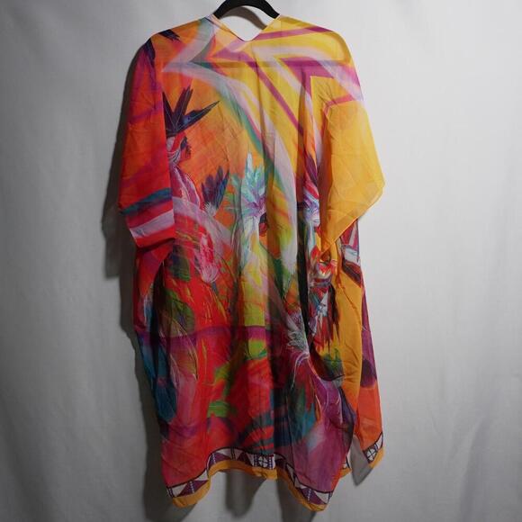 Rainbow Dance Traci Rabbit Native American Sheer Jacket Wrap Boho Art to Wear OS - Picture 4 of 5